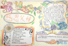 小学生关于感恩节感恩父母的手抄报的画法简单漂亮