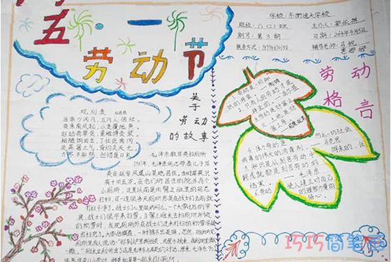小学生关于快乐五一的手抄报怎么画简单又漂亮
