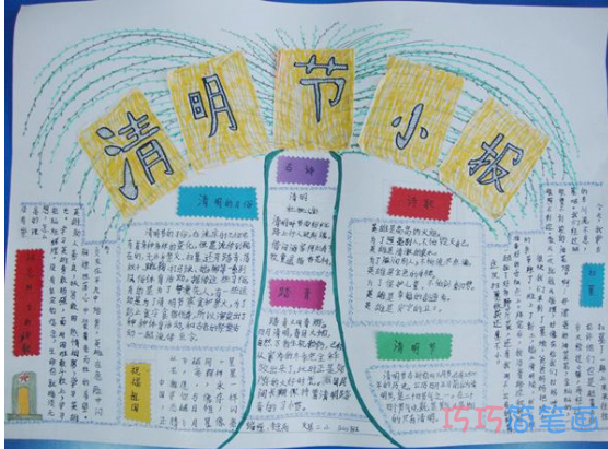 小学生关于清明节清明习俗的手抄报的画法简单漂亮