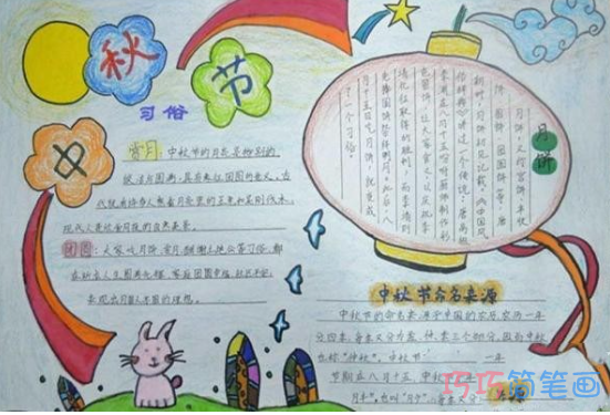 小学生关于中秋节习俗的手抄报怎么画简单漂亮