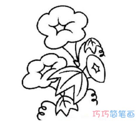 儿童手绘牵牛花简笔画的画法步骤教程