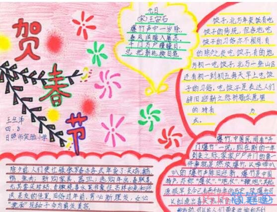 关于福寿有余新年快乐的手抄报怎么画简单漂亮
