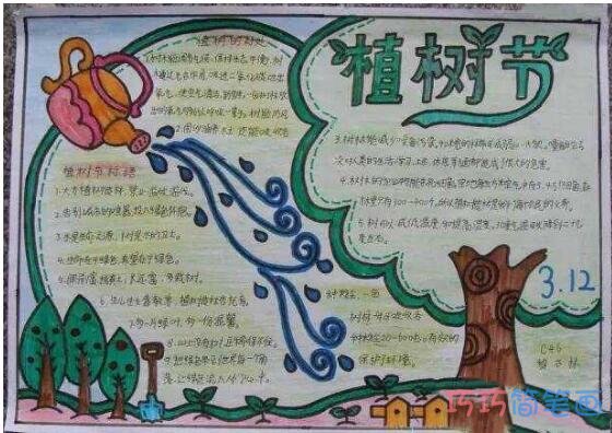 小学生关于植树节的获奖手抄报的画法简单漂亮