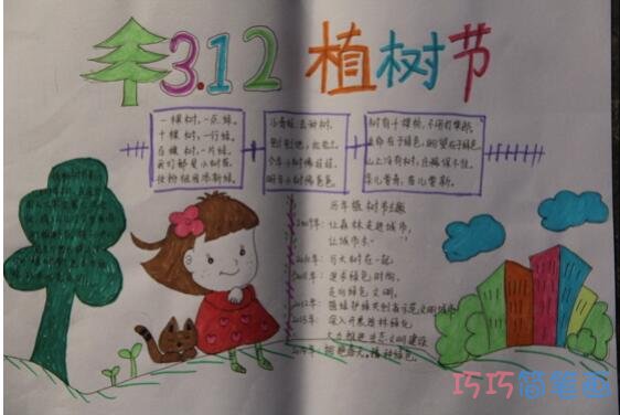 小学生关于三一二植树节的手抄报的画法简单漂亮