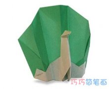 儿童DIY折纸孔雀手工制作教程简单漂亮