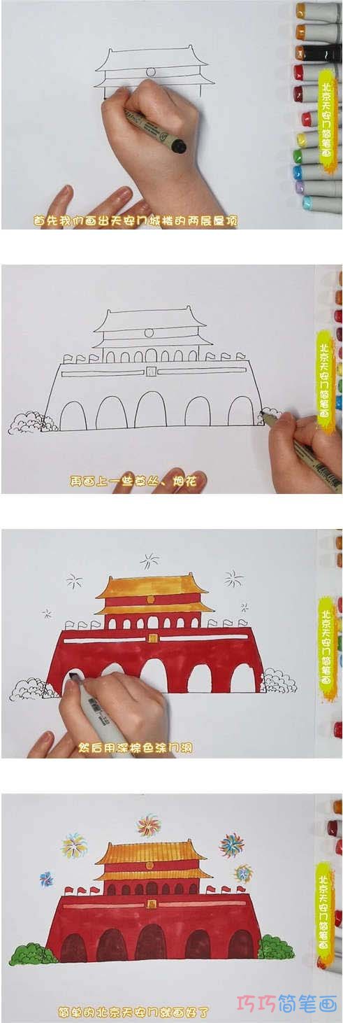 幼儿园天安门简笔画的画法步骤教程