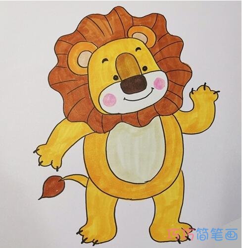 卡通狮子简笔画画法步骤教程涂色
