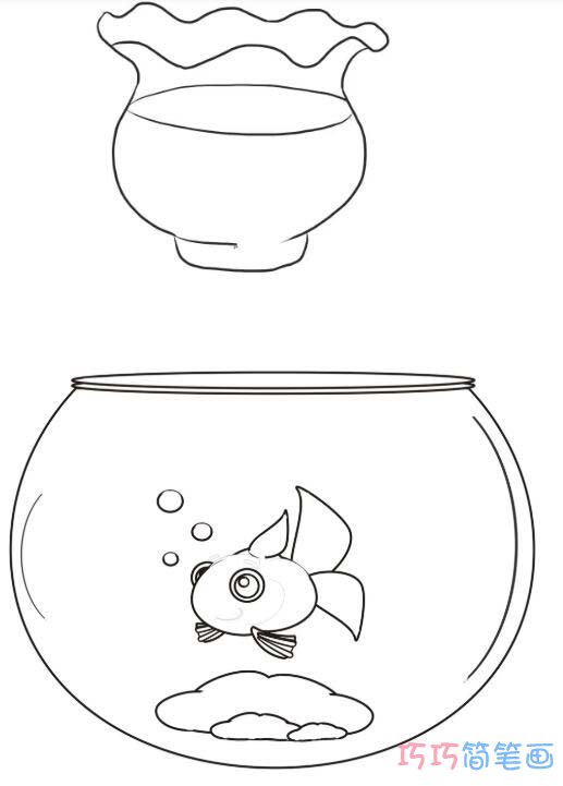 教你怎么画漂亮金鱼缸简笔画教程简单好看