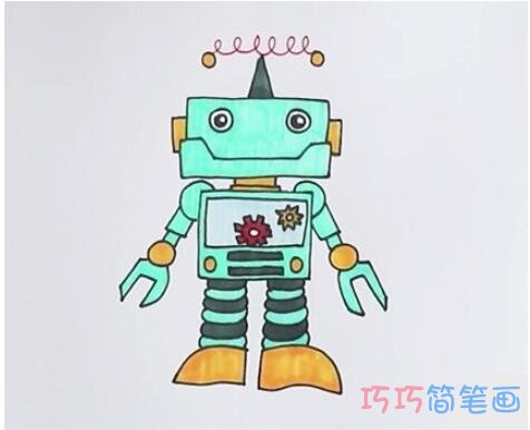 教你怎么画机器人简笔画步骤教程涂色