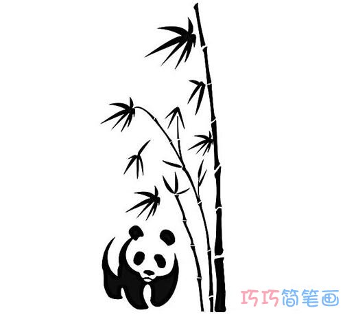 怎么画熊猫吃竹子简笔画教程简单好看