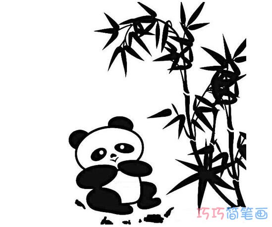 怎么画熊猫吃竹子简笔画教程简单好看