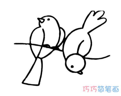 怎么画两只飞翔小鸟简笔画简单可爱