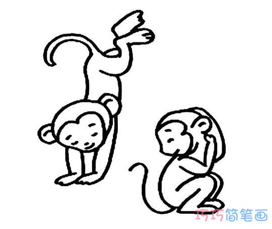 幼儿园一步一步画小猴子简笔画教程简单