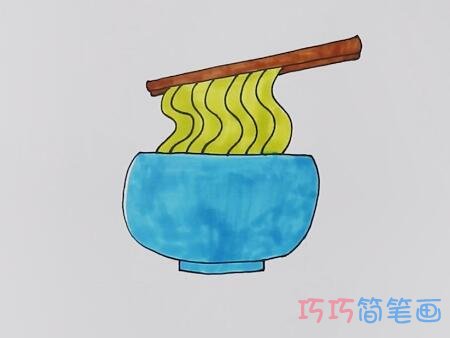 教你怎么画一碗面条简笔画涂色简单