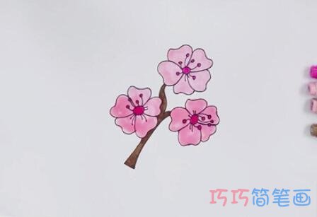 手绘樱花简笔画怎么画涂色简单漂亮