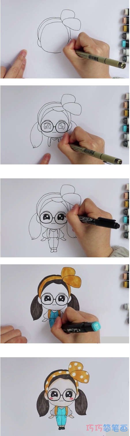 怎么画卡通阿拉蕾简笔画画法步骤教程涂色