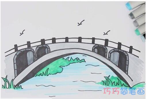 简笔画赵州桥的画法步骤教程涂色简单漂亮