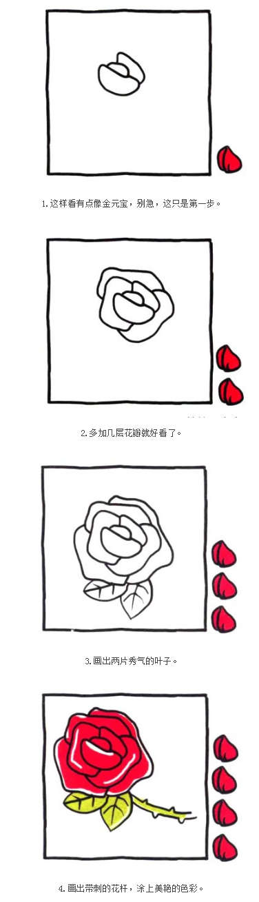 怎么手绘玫瑰花简笔画步骤教程简单又漂亮