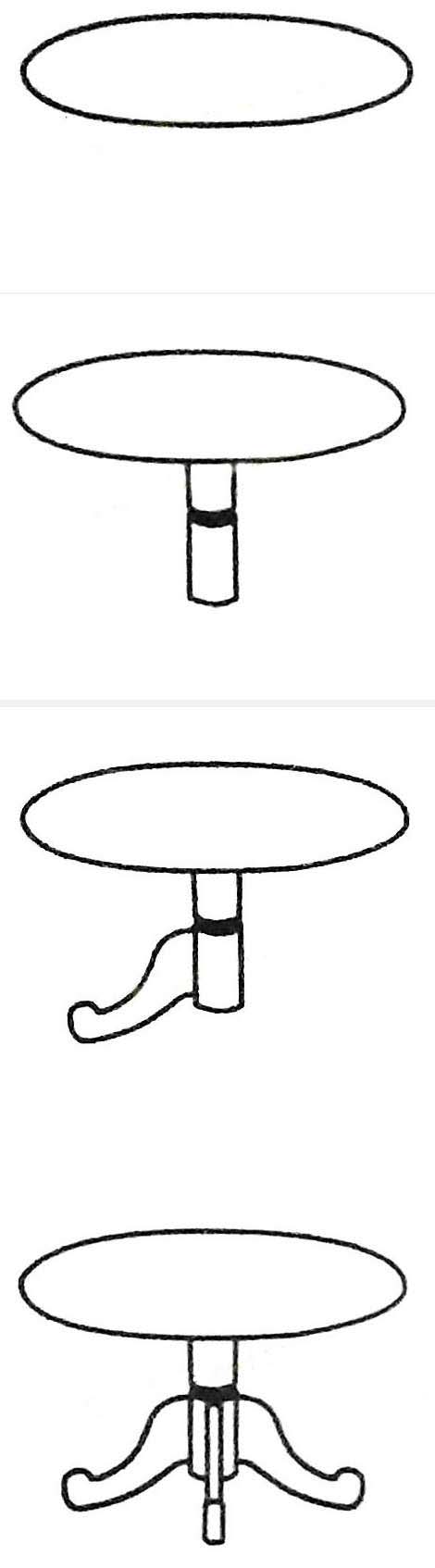 圆形餐桌简笔画怎么画带步骤教程 桌子简笔画图片