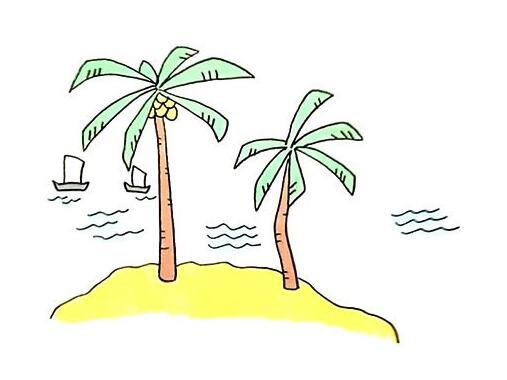 海边椰子树简笔画怎么画画法步骤教程简单易学