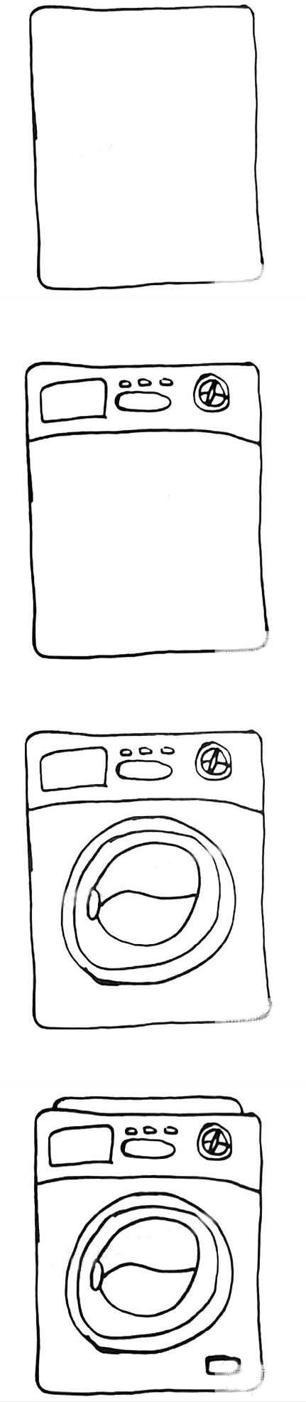涡轮洗衣机的简笔画怎么画画法步骤教程简单好看