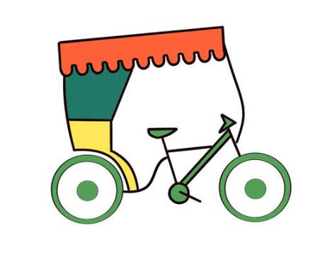 自行车简笔画图片涂色 三轮车的画法图解教程