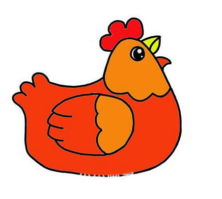 孵蛋老母鸡怎么画涂色 母鸡简笔画图片