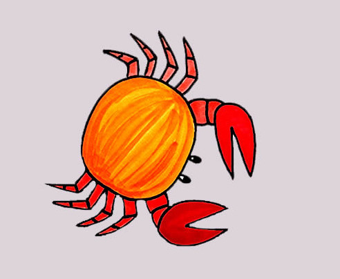 彩色螃蟹的画法步骤图简单又漂亮