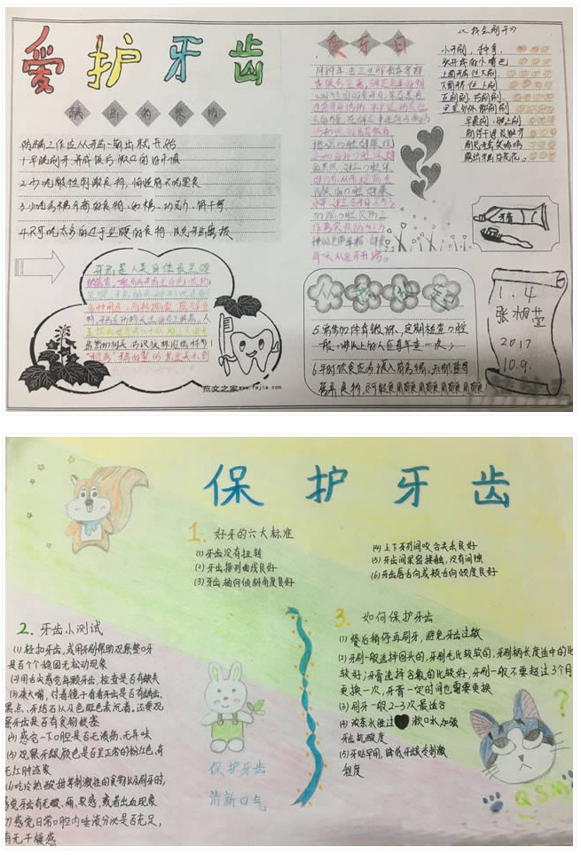 爱护牙齿手抄报的画法简单小学一年级