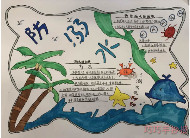 防溺水手抄报怎么画简单漂亮三年级获奖模板