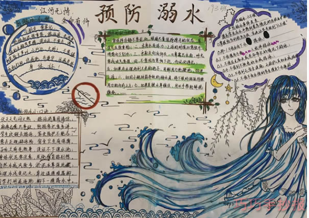 防溺水手抄报怎么画简单漂亮三年级获奖模板