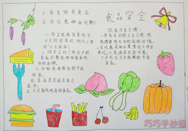 食品安全手抄报内容与图片一等奖四年级