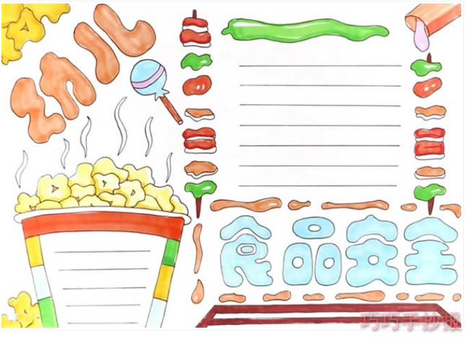小学生食品安全手抄报怎么画简单漂亮一等奖三年级