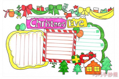 怎么画简单漂亮圣诞节手抄报初中生设计图