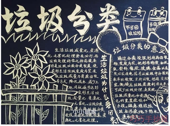 垃圾分类手抄报简笔画简单又漂亮小学生