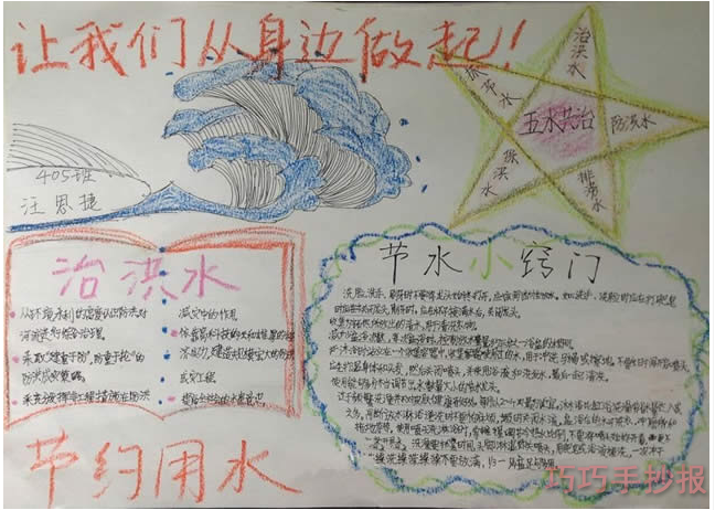 五水共治手抄报怎么画简单又漂亮小学生获奖手抄报