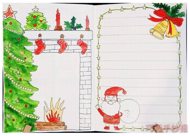 怎么画简单漂亮圣诞节英文手抄报一等奖五年级设计图