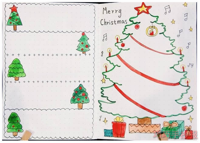 怎么画简单漂亮圣诞节英文手抄报一等奖五年级设计图