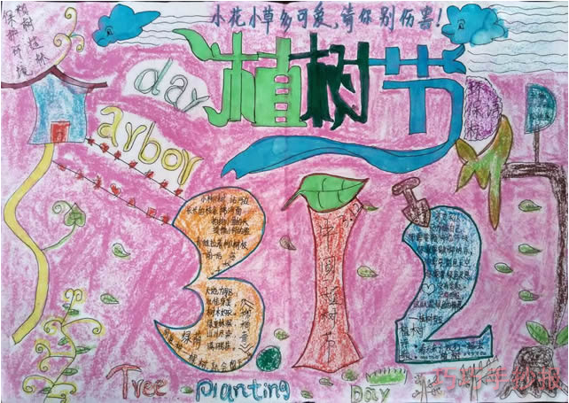 怎么画简单又漂亮植树节手抄报小学生获奖手抄报