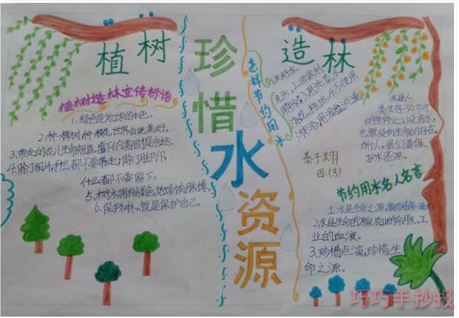 3.12植树节手抄报怎么画简单又漂亮小学生获奖设计图