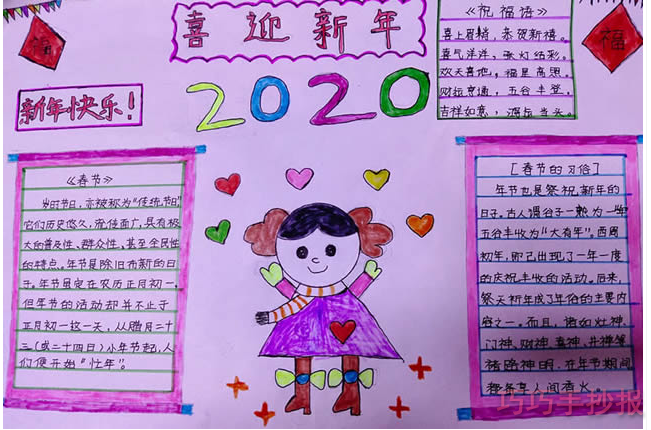 春节小学生手抄报内容与图片一等奖五年级获奖手抄报