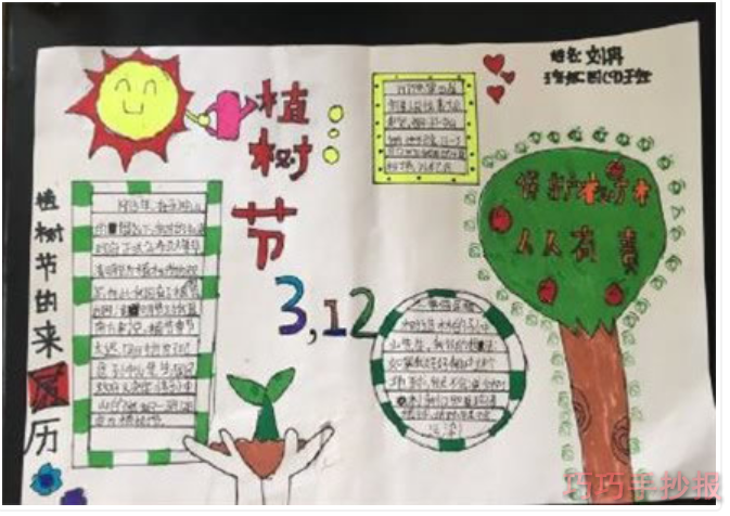 312植树节小学生手抄报内容与图片获奖手抄报