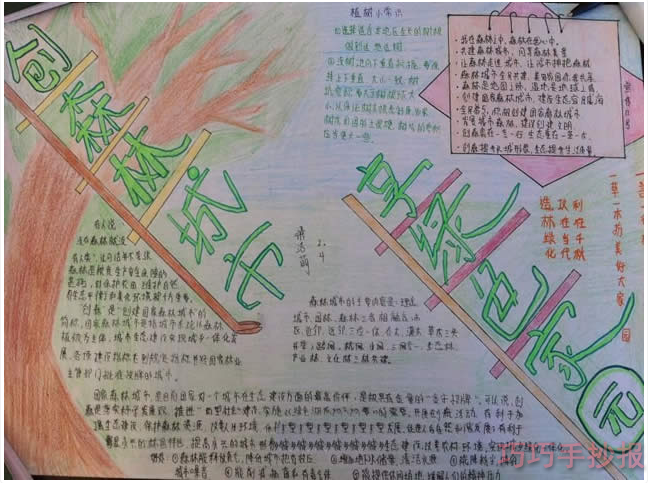 创绿色城市小学生手抄报怎么设计好看二年级一等奖设计图