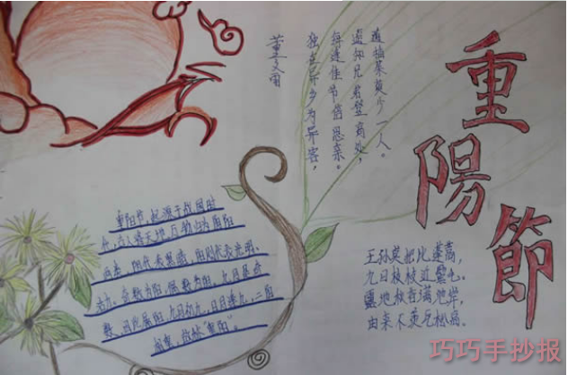 九九重阳节节小学生手抄报怎么画简单漂亮小学生获奖设计图