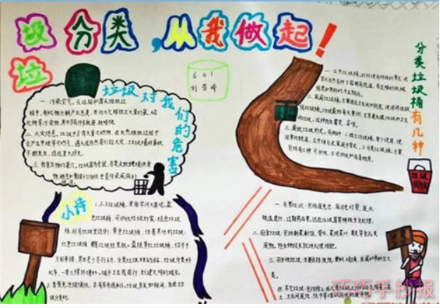 怎么画简单漂亮垃圾分类小学生获奖手抄报三年级