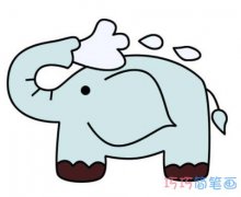 洗澡的大象怎么画涂色 大象简笔画图片