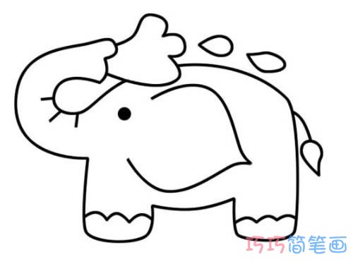 洗澡的大象怎么画涂色 大象简笔画图片