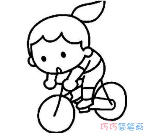 骑单车小男孩简笔画怎么画简单又可爱
