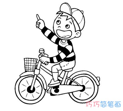 骑单车小男孩简笔画怎么画简单又可爱