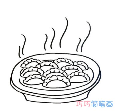 一盘水饺怎么画简单 春节水饺简笔画